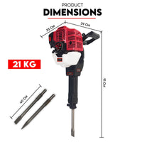 Thumbnail for 2 Stroke Petrol Demolition Jackhammer Concrete Tile Breaker 52cc Jack Hammer