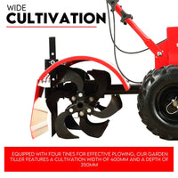 Thumbnail for 212CC Tiller Cultivator 4 Blades Rotating Tines Power Rotary Hoe Handheld