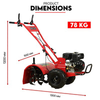 Thumbnail for 212CC Tiller Cultivator 4 Blades Rotating Tines Power Rotary Hoe Handheld