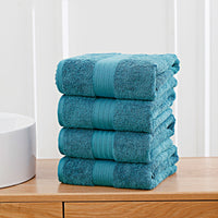 Thumbnail for Linenland 4 Piece Cotton Bath Towels Set - Blue