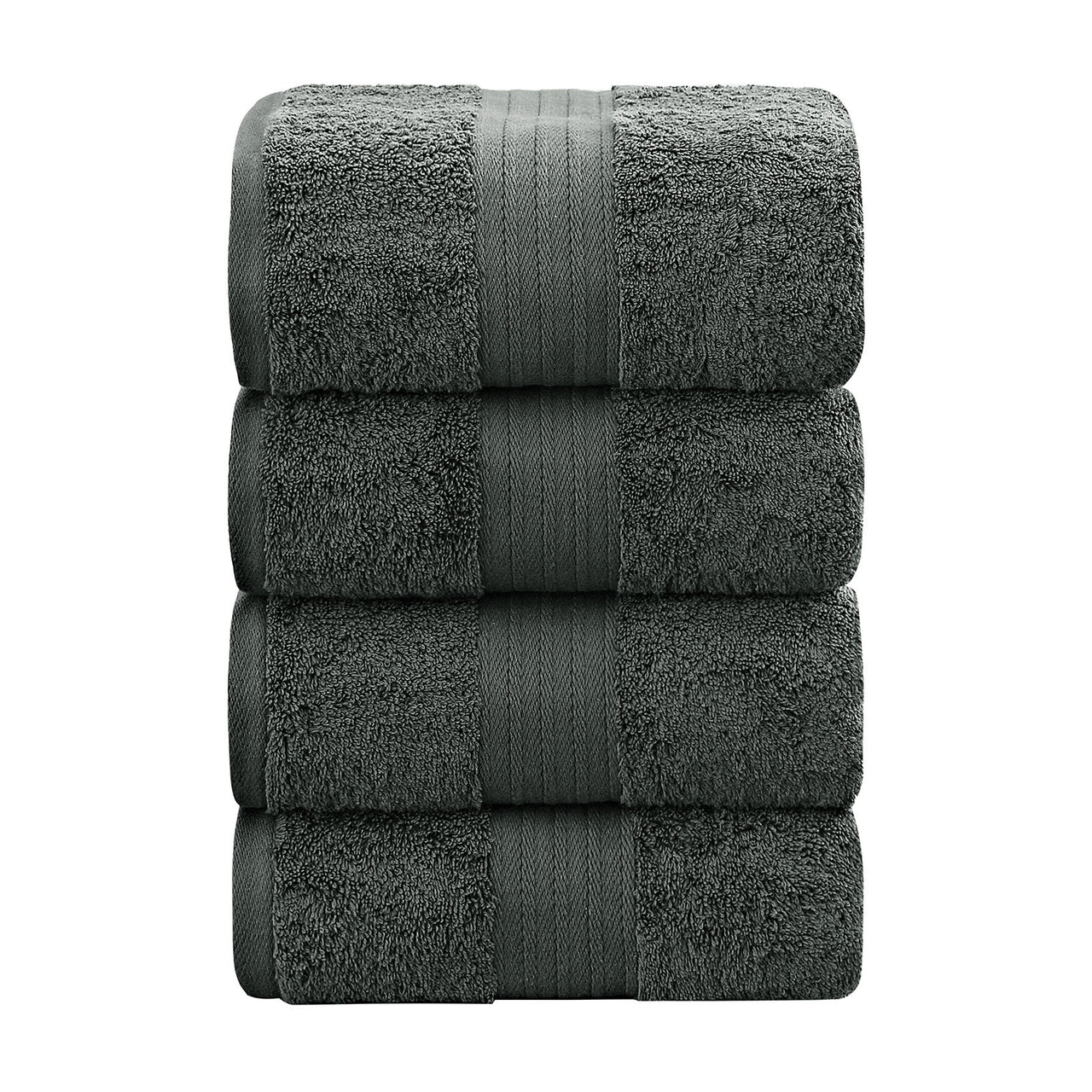 Linenland 4 Piece Cotton Bath Towels Set - Charcoal