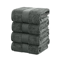 Thumbnail for Linenland 4 Piece Cotton Bath Towels Set - Charcoal