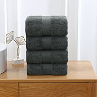 Thumbnail for Linenland 4 Piece Cotton Bath Towels Set - Charcoal