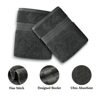 Thumbnail for Linenland 4 Piece Cotton Bath Towels Set - Charcoal