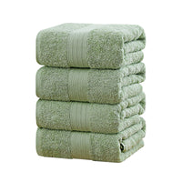 Thumbnail for Linenland 4 Piece Cotton Bath Towels Set - Sage Green