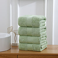 Thumbnail for Linenland 4 Piece Cotton Bath Towels Set - Sage Green