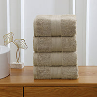 Thumbnail for Linenland 4 Piece Cotton Bath Towels Set - Sandstone