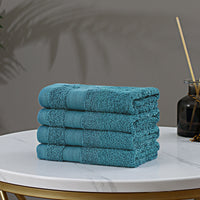 Thumbnail for Linenland Bath Towel Set - 4 Piece Cotton Washcloths - Blue