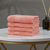 Thumbnail for Linenland Bath Towel Set - 4 Piece Cotton Washcloths - Coral