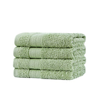 Thumbnail for Linenland Bath Towel Set - 4 Piece Cotton Washcloths - Sage Green