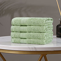 Thumbnail for Linenland Bath Towel Set - 4 Piece Cotton Washcloths - Sage Green