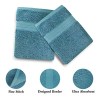 Thumbnail for Linenland Bath Towel 4 Piece Cotton Hand Towels Set - Blue