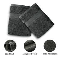 Thumbnail for Linenland Bath Towel 4 Piece Cotton Hand Towels Set - Charcoal