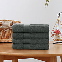 Thumbnail for Linenland Bath Towel 4 Piece Cotton Hand Towels Set - Charcoal