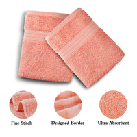 Thumbnail for Linenland Bath Towel 4 Piece Cotton Hand Towels Set - Coral