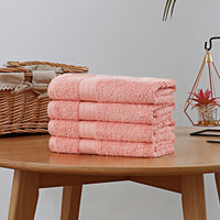 Thumbnail for Linenland Bath Towel 4 Piece Cotton Hand Towels Set - Coral