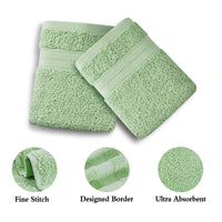 Thumbnail for Linenland Bath Towel 4 Piece Cotton Hand Towels Set - Sage Green