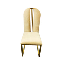 Thumbnail for 2X Dining Chair Stainless Gold Frame & Seat Beige Fabric