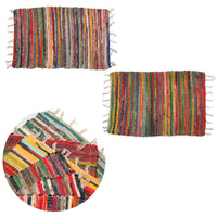 Thumbnail for Set of 2 Random Colour Hand Made Cotton Rich Chindi Floor Rugs 60 x 90 cm