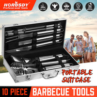 Thumbnail for 10Pcs BBQ Tool Set Stainless Steel Outdoor Barbecue Aluminium Grill Cook kitchen