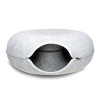 Thumbnail for Medium Cat Tunnel Bed Light Grey Felt Pet Puppy Nest Cave House Interactive Toy