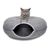 Thumbnail for Dark Grey Cat Tunnel Bed Felt Pet Puppy Nest Cave House Toy Washable Detachable