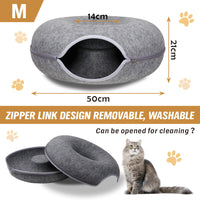 Thumbnail for Dark Grey Cat Tunnel Bed Felt Pet Puppy Nest Cave House Toy Washable Detachable