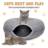 Thumbnail for Dark Grey Cat Tunnel Bed Felt Pet Puppy Nest Cave House Toy Washable Detachable