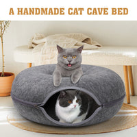 Thumbnail for Dark Grey Cat Tunnel Bed Felt Pet Puppy Nest Cave House Toy Washable Detachable