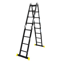 Thumbnail for HORUSDY 5.7M Aluminium Folding Step Ladder Extension Multi-Purpose Ladders 150KG