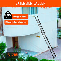 Thumbnail for HORUSDY 5.7M Aluminium Folding Step Ladder Extension Multi-Purpose Ladders 150KG