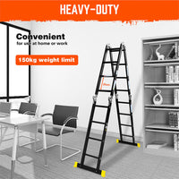 Thumbnail for 4.7M Multi Purpose Ladder Aluminium Folding Platform Extension Step Non-Slip Au