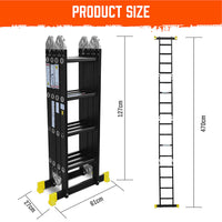 Thumbnail for 4.7M Multi Purpose Ladder Aluminium Folding Platform Extension Step Non-Slip Au