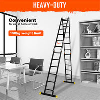 Thumbnail for HORUSDY 6.7M Aluminium Folding Step Ladder Extension Multi-Purpose Ladders 150KG