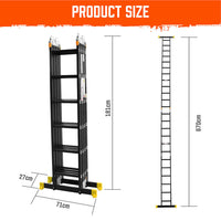 Thumbnail for HORUSDY 6.7M Aluminium Folding Step Ladder Extension Multi-Purpose Ladders 150KG