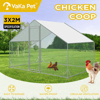 Thumbnail for VaKa 3x2x1.95m Metal Walk-in Chicken Coop Rabbit Hutch Cage Hen House Chook Au