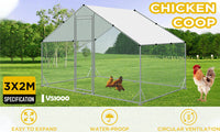 Thumbnail for VaKa 3x2x1.95m Metal Walk-in Chicken Coop Rabbit Hutch Cage Hen House Chook Au