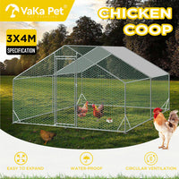 Thumbnail for VaKa 3x4x1.95m Metal Walk-in Chicken Coop Rabbit Hutch Cage Hen House Chook Au