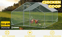 Thumbnail for VaKa 3x4x1.95m Metal Walk-in Chicken Coop Rabbit Hutch Cage Hen House Chook Au