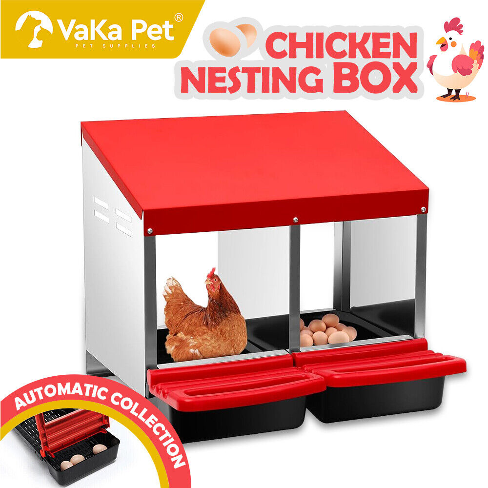 VaKa Chicken Hen Coop Hutch 2 Hole Inside Outside Roll Away Lay Egg Nesting Box