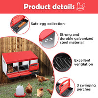 Thumbnail for VaKa Chicken Hen Coop Hutch 3 Hole Inside Outside Roll Away Lay Egg Nesting Box