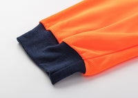 Thumbnail for HI VIS Long Sleeve Workwear Shirt w Reflective Tape Cool Dry Safety Polo 2 Tone, Fluoro Orange / Navy, S