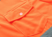 Thumbnail for HI VIS Long Sleeve Workwear Shirt w Reflective Tape Cool Dry Safety Polo 2 Tone, Fluoro Orange / Navy, S