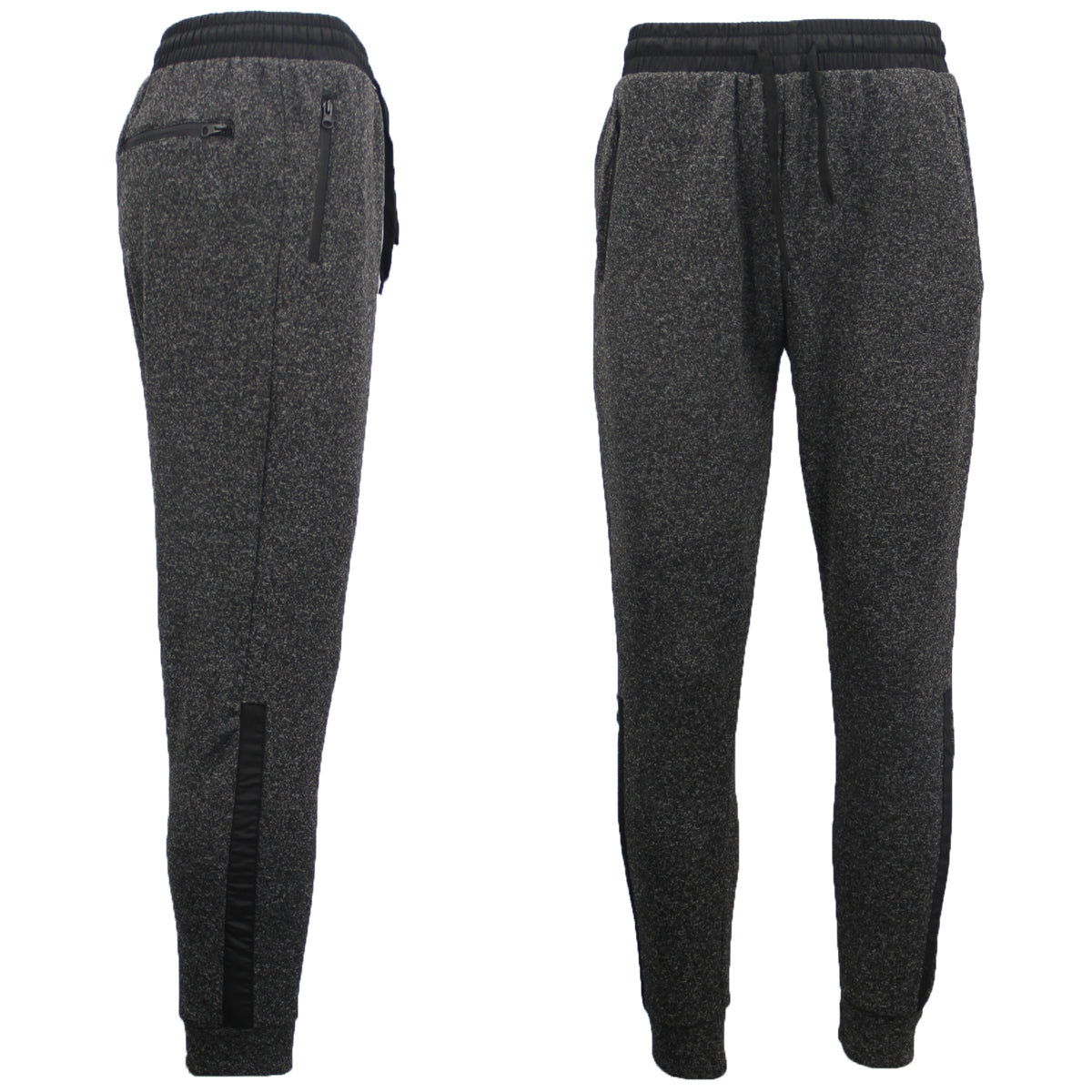 Mens Joggers Trousers Gym Sport Casual Sweat Track Pants Cuffed Hem w Zip Pocket, Light Grey, M