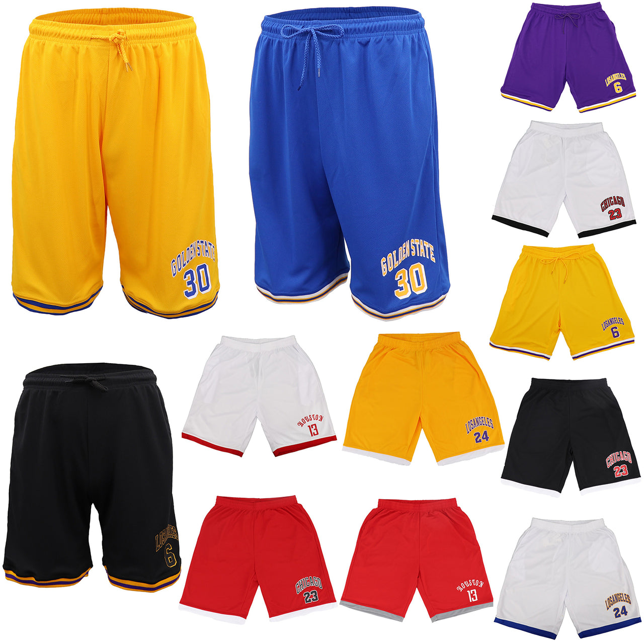 Men's Basketball Sports Shorts Gym Jogging Swim Board Boxing Sweat Casual Pants, White - Chicago 23, M