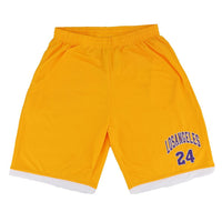 Thumbnail for Men's Basketball Sports Shorts Gym Jogging Swim Board Boxing Sweat Casual Pants, Yellow - Los Angeles 24, S