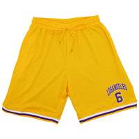 Thumbnail for Men's Basketball Sports Shorts Gym Jogging Swim Board Boxing Sweat Casual Pants, Yellow - Los Angeles 6, S