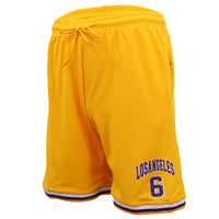 Thumbnail for Men's Basketball Sports Shorts Gym Jogging Swim Board Boxing Sweat Casual Pants, Yellow - Los Angeles 6, S