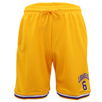 Thumbnail for Men's Basketball Sports Shorts Gym Jogging Swim Board Boxing Sweat Casual Pants, Yellow - Los Angeles 6, S