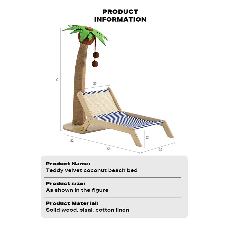 Wooden Coconut Tree Cat Lounge Chair-1